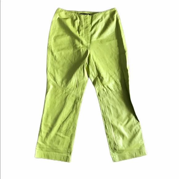 lime green leather pants